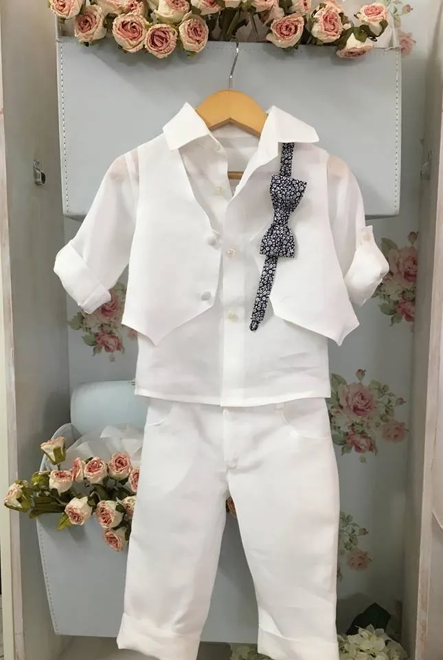 1853 - White Linen Baptism / Christening Suit