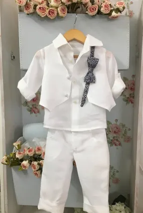 1853 - White Linen Baptism / Christening Suit