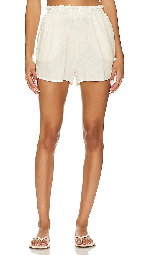 Bella Dahl Smocked Waist Flowy Short in Cream
