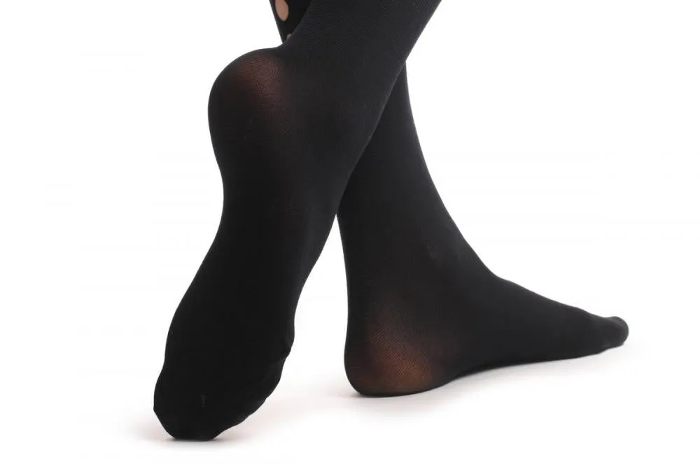 Black Opaque With Keyholes Back Seam & Medium & Large Mesh Top