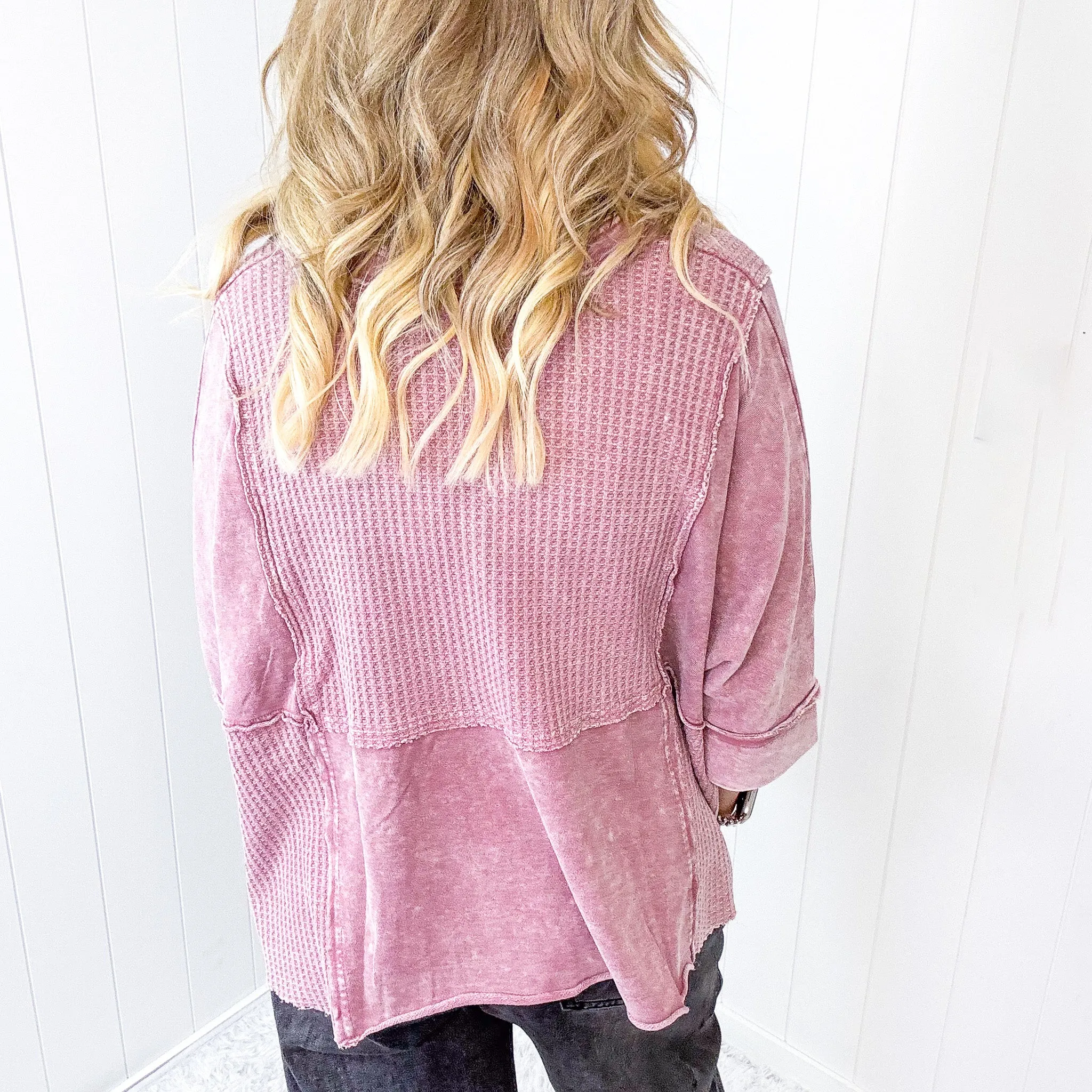 Cozy Canyon Thermal V Neckline Knit Quarter Sleeve Top In 3 Options
