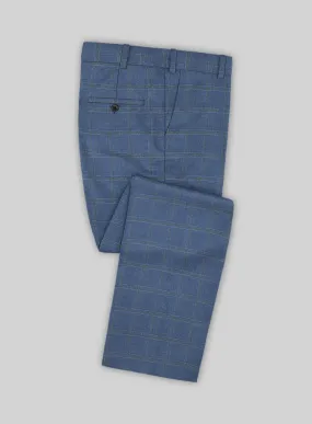 Italian Murano Ivarno Blue Wool Linen Silk Pants