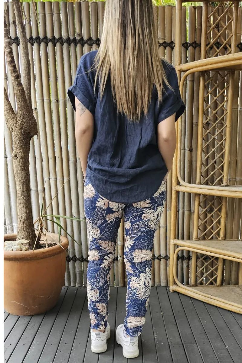La Strada Palm Navy Stretch Jogger