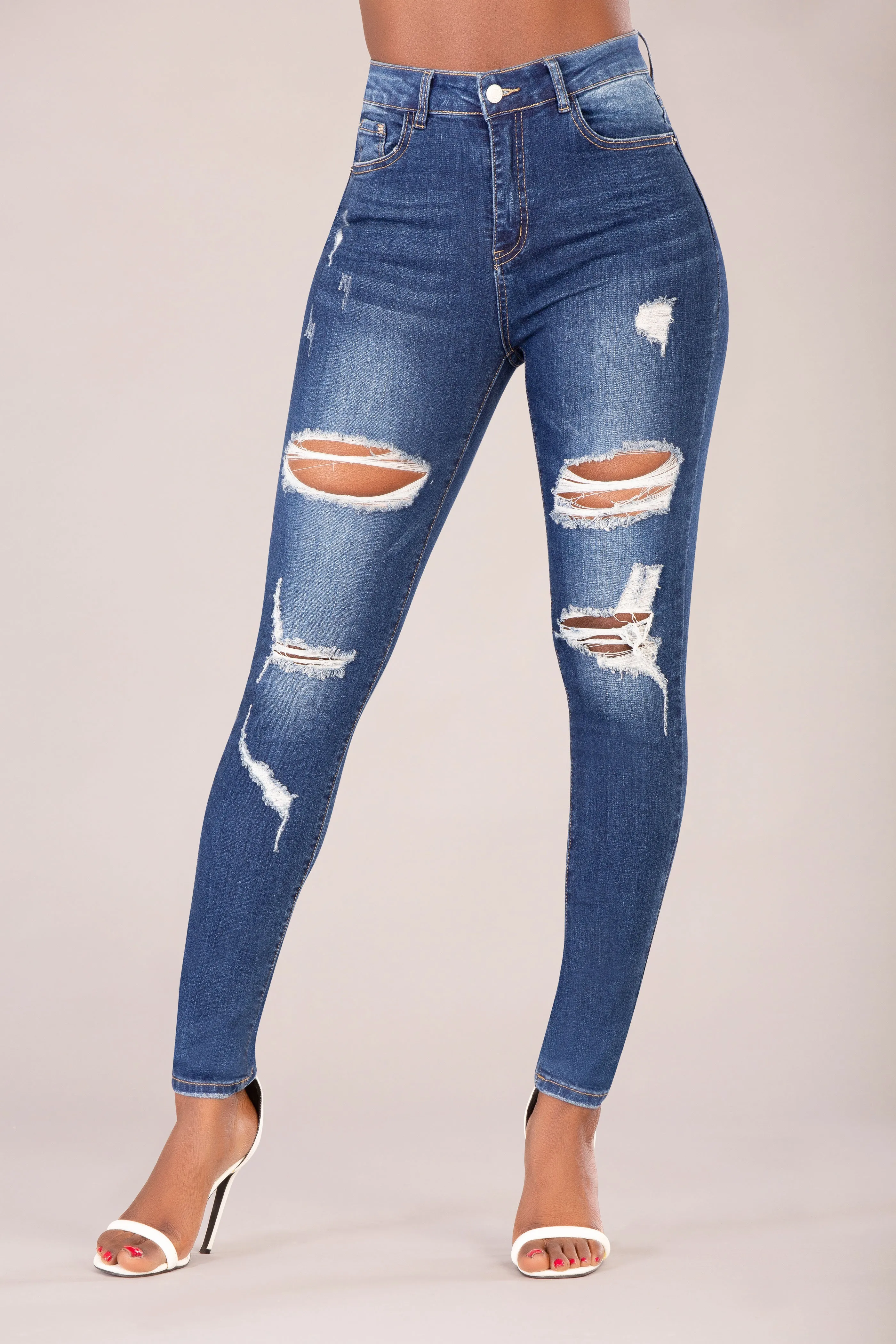 NightShade High-Waist Ripped Skinny Jeans