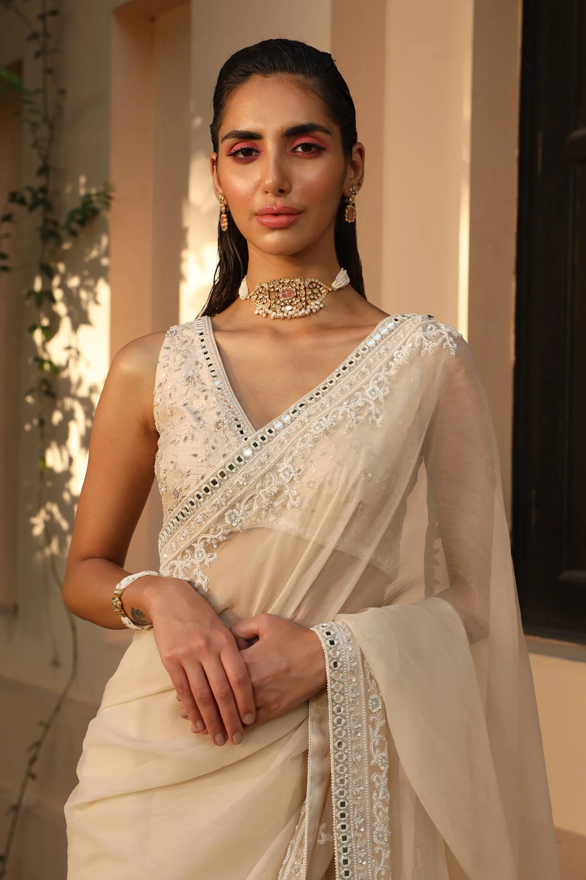Organza Saree with Embroidery Blouse