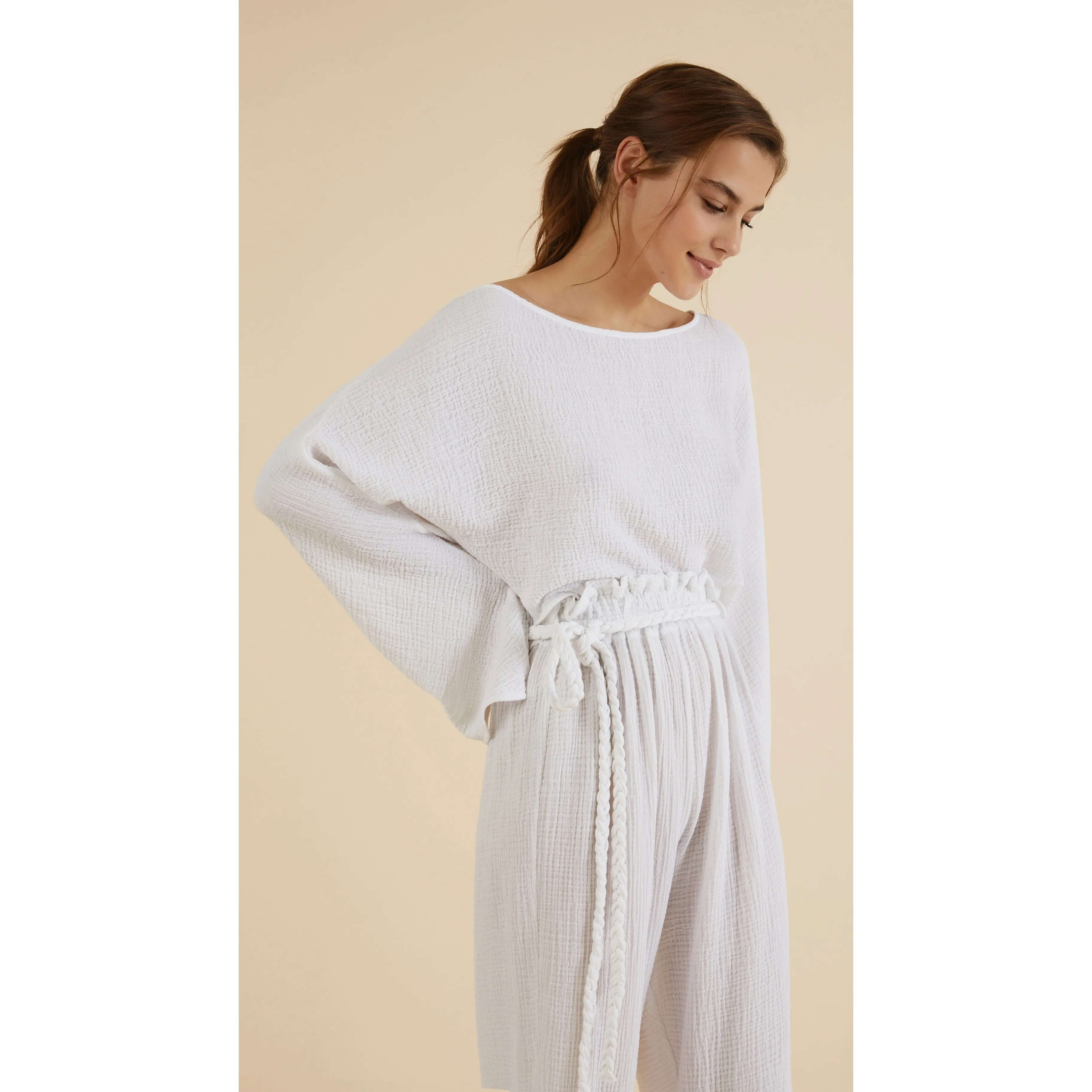 Paloma Paper Bag Pants - White