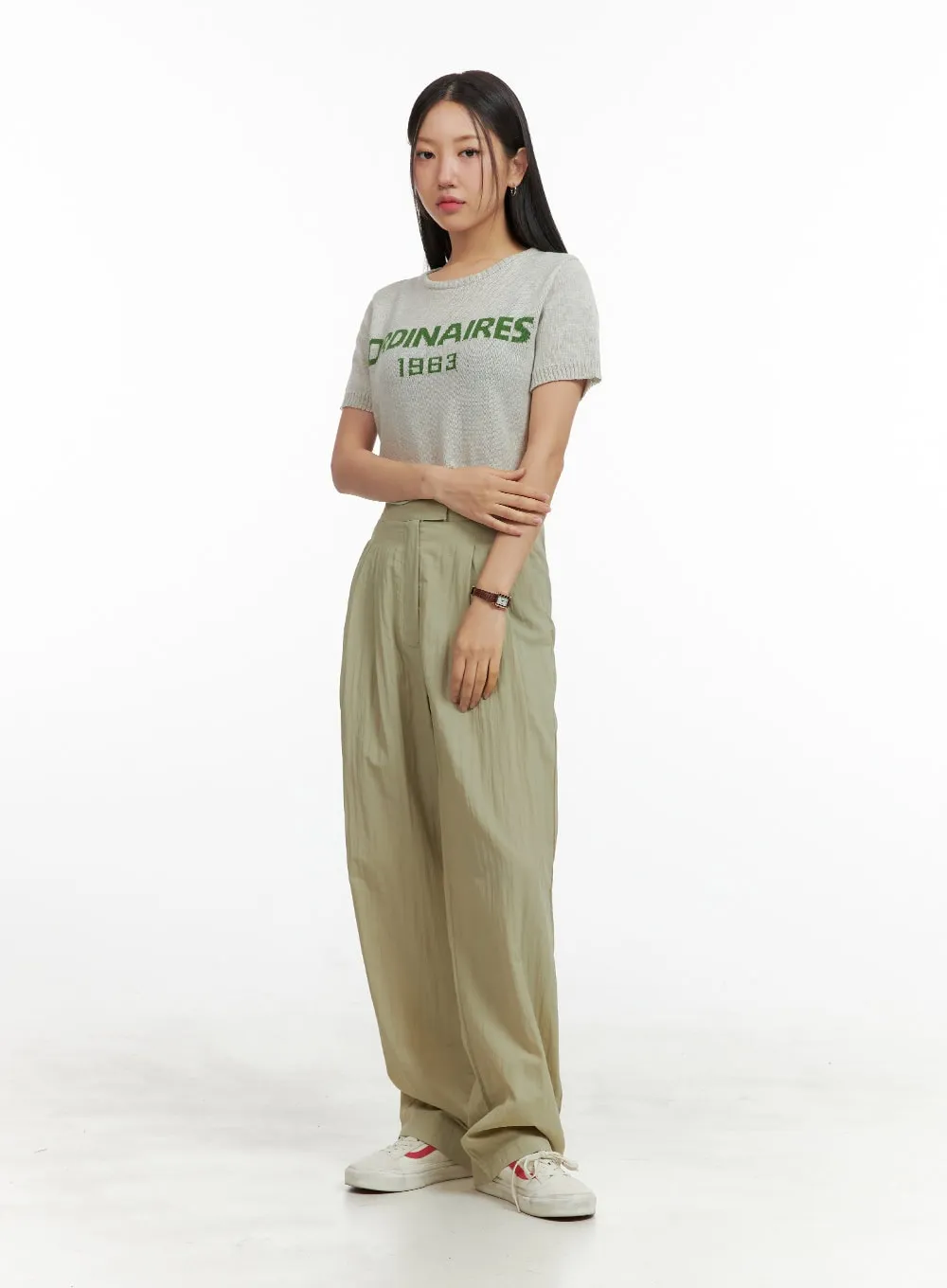 Pintuck Baggy Pants OU407