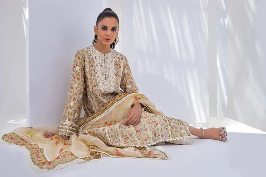 Printed Khaadi Silk Kurta And Culottes With Dupatta