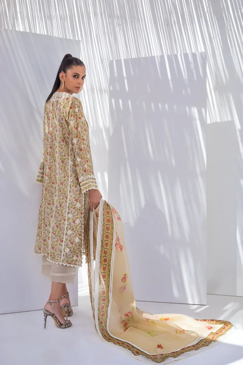 Printed Khaadi Silk Kurta And Culottes With Dupatta