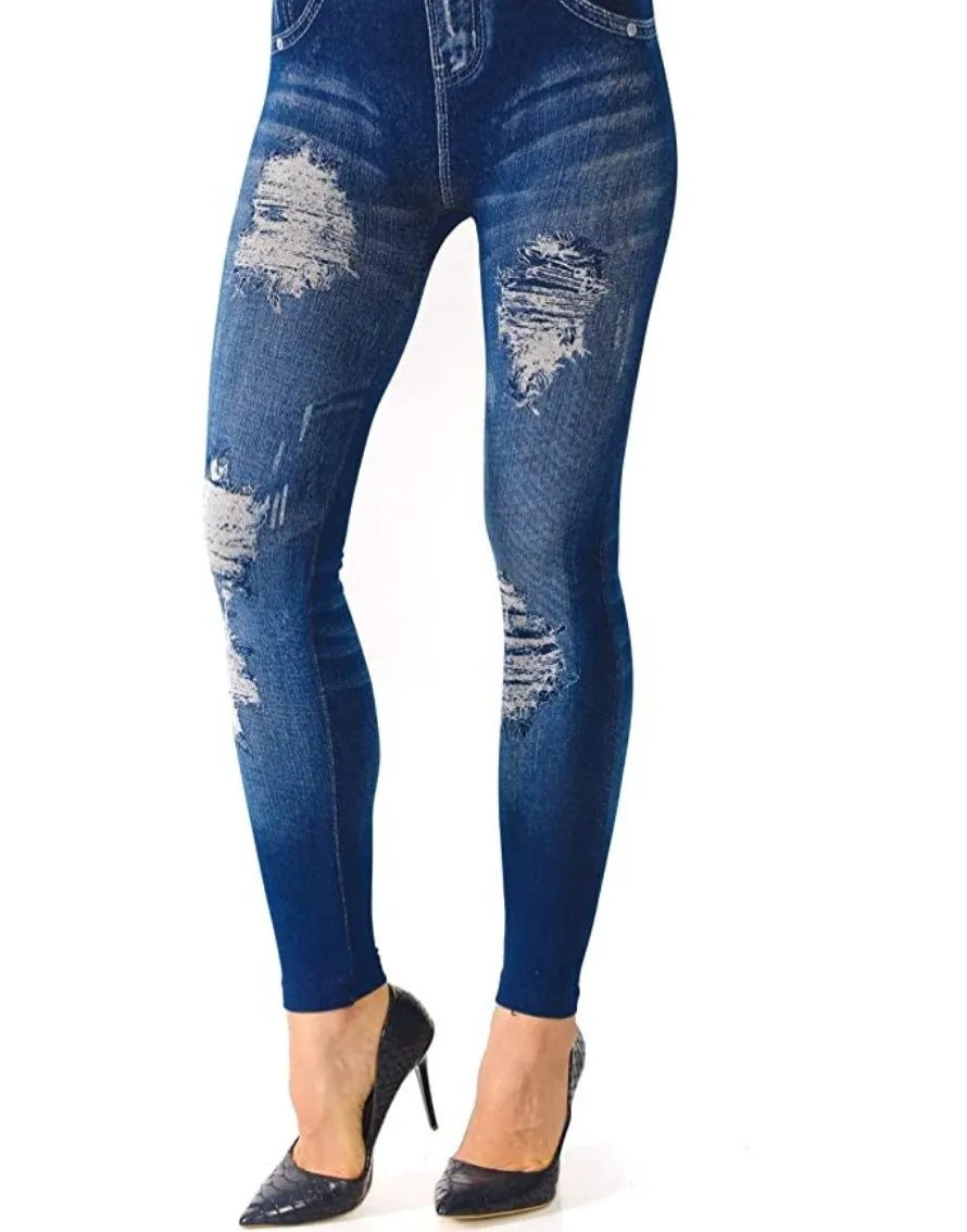 Ripped jean look legging