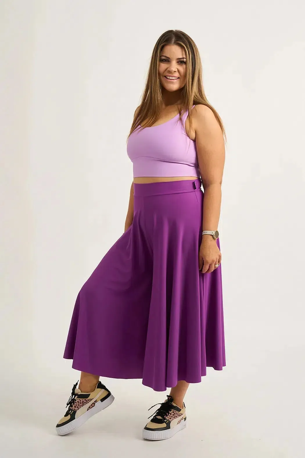 Silky Palazzo Culotte - Purple