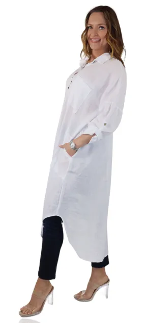 Women's Linen Gauze Blouse,  High Low Button Down Linen Shirt , Semi Sheer Linen Gause Tunic, Regular & Plus Sizes (Copy)